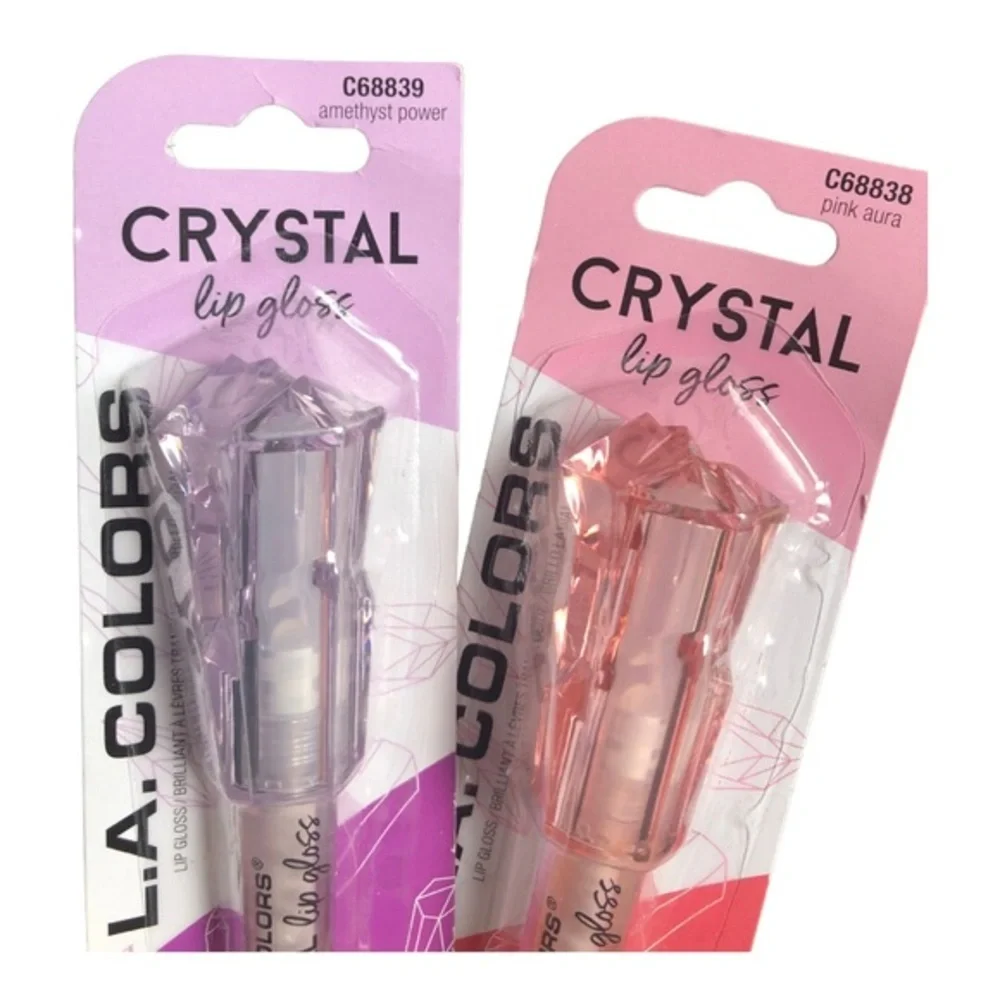 2pack crystal lipgloss in‎ amethyst power and pink aura new